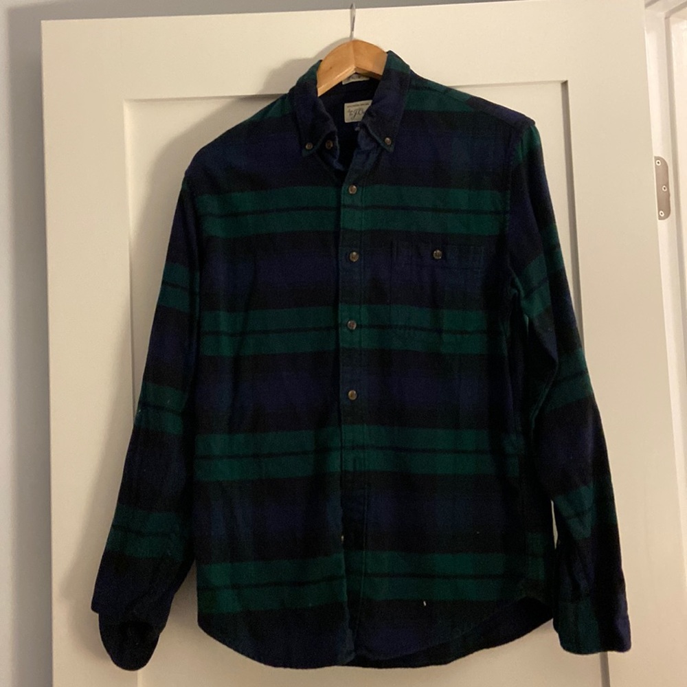 J. Crew Green and Navy Plaid Button-Down Shirt
